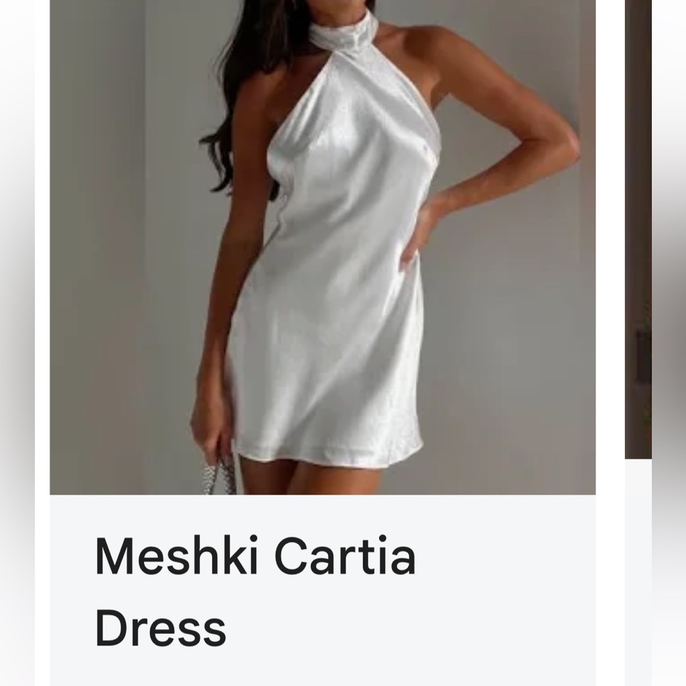 White Halter Dress - Meshki 
high neck mini dress. Perfect for bachelorette!